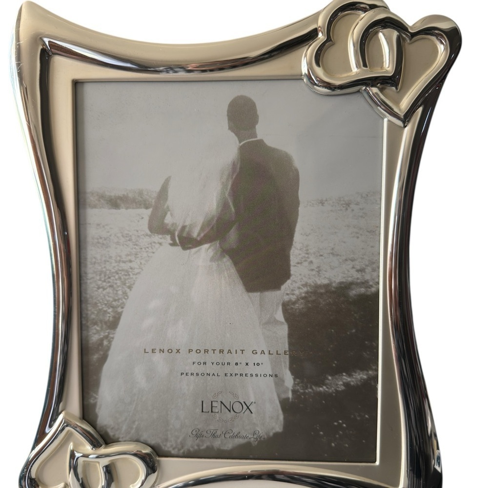 Vintage Lenox Gallery wedding Photo Frame Silver Hearts 8 X 10